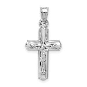 Million Charms 925 Sterling Silver Rhodium-plated Hollow Crucifix Pendant